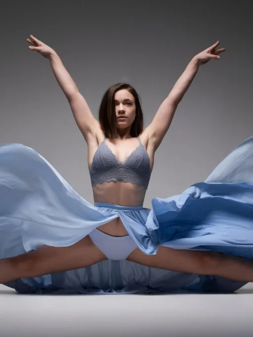 Tänzerin in blauer Tanzkleidung während einer Performance