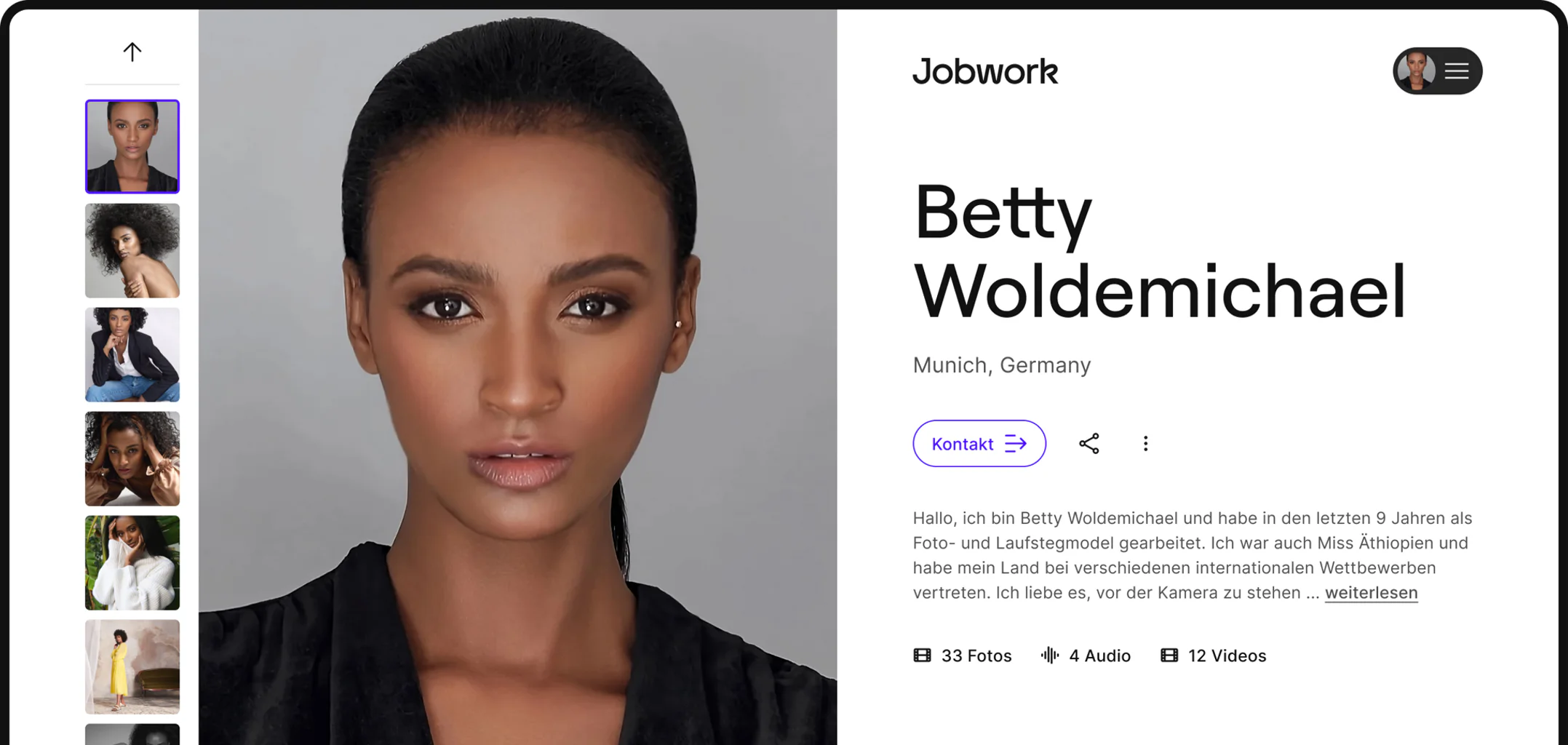 Talent-Profil von Betty Woldemichael auf jobwork.com